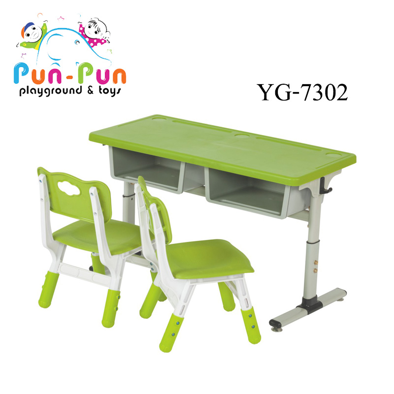 YฺฺG-7302  BBL SMART CLASSROOM- DOUBLE DESK WITH 2 ASSEMBLY CHAIRS