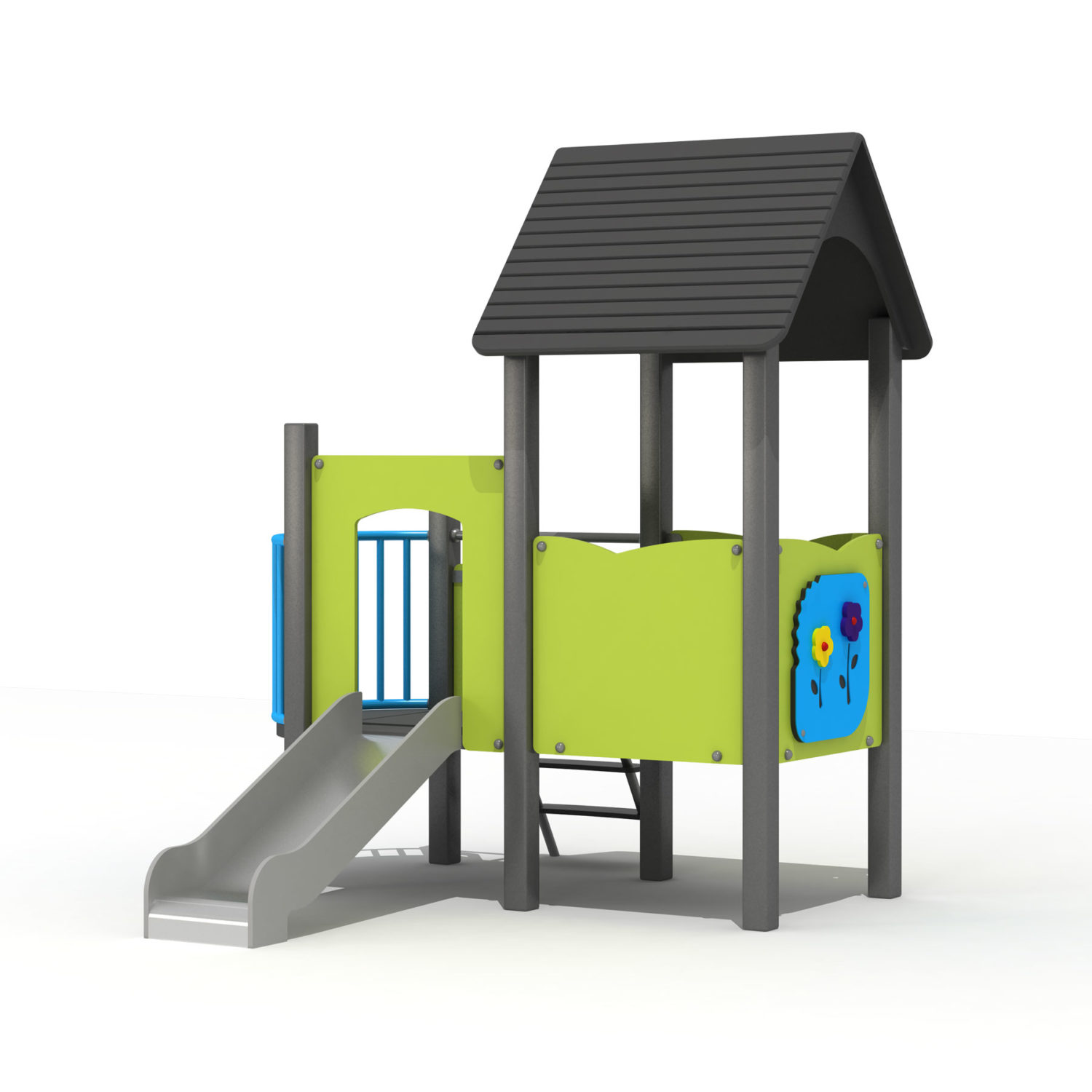 Wood Playground S1814 : สนามเด็กเล่นสไลด์เดอร์บ้าน HAPPY LAND