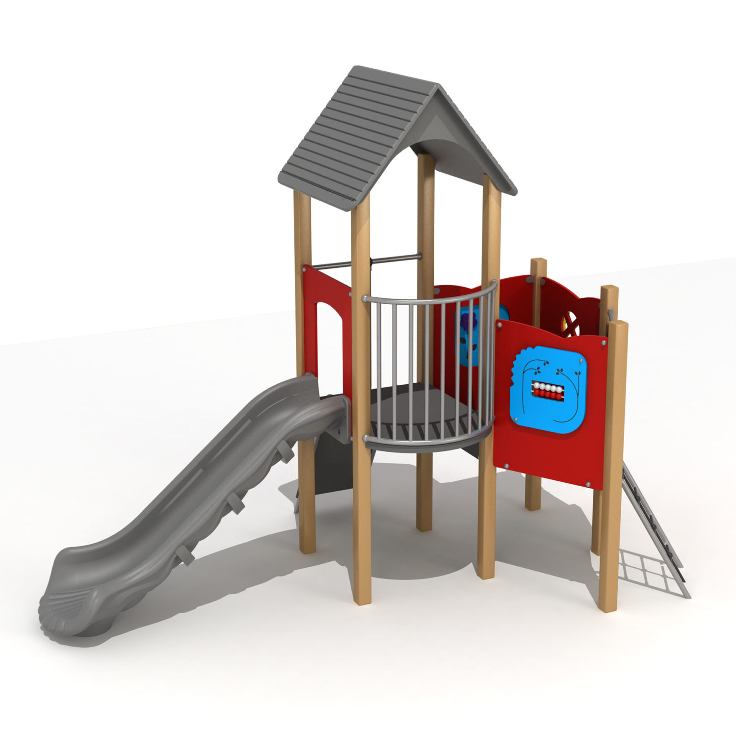 Wood Playground S1816 : สนามเด็กเล่นสไลด์เดอร์บ้านแบบ 2 HAPPY LAND
