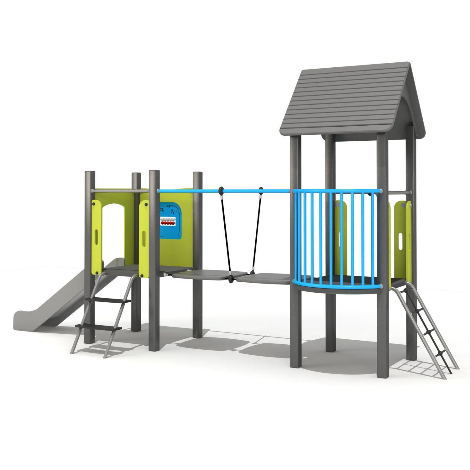 Wood Playground S1819 : สนามเด็กเล่นสไลด์เดอร์สะพานข้ามแบบที่ 2 HAPPY LAND