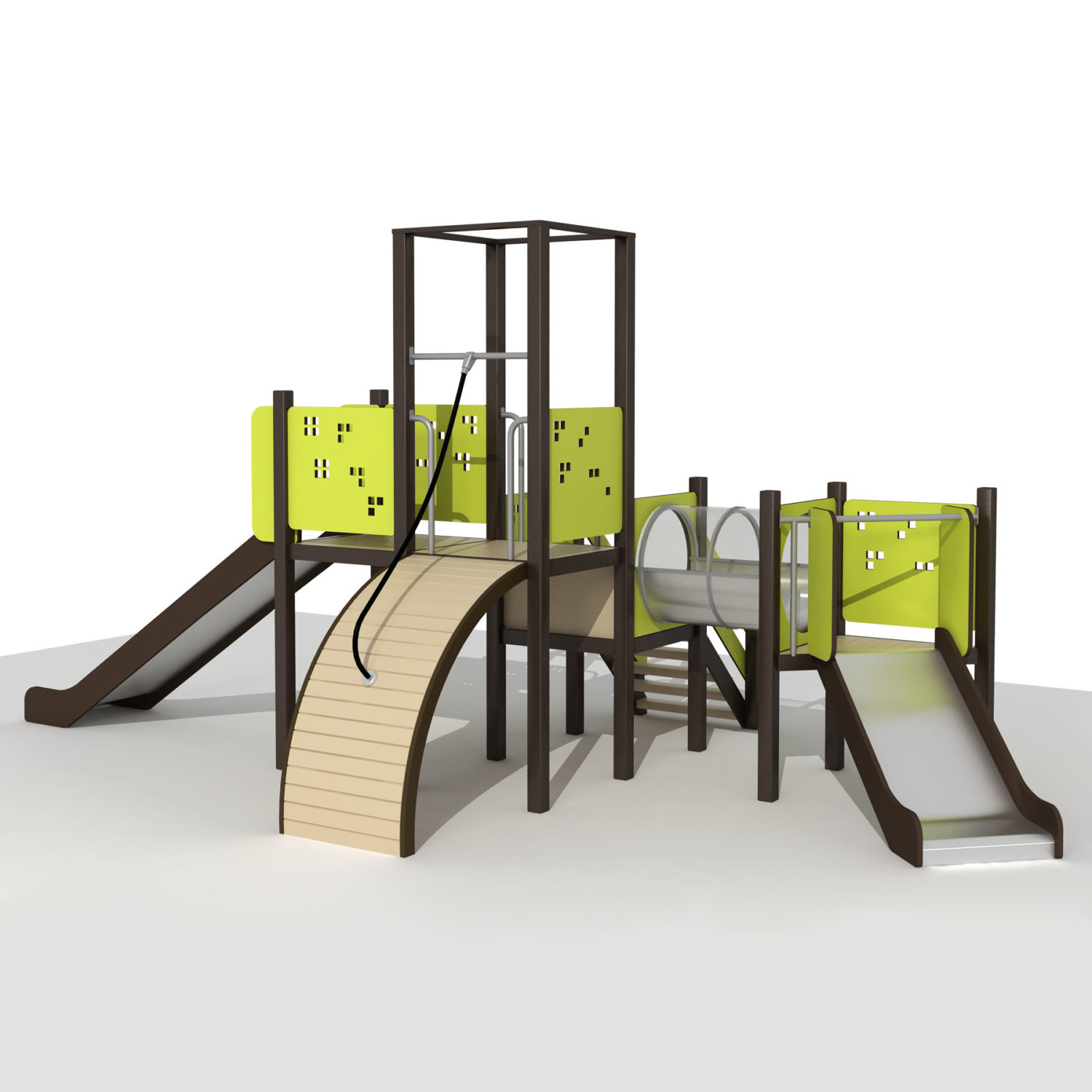 Wood Playground S1807 : สนามเด็กเล่นสไลด์เดอร์ 2 ทาง ลอดอุโมงค์ PRICE LEMON TREE