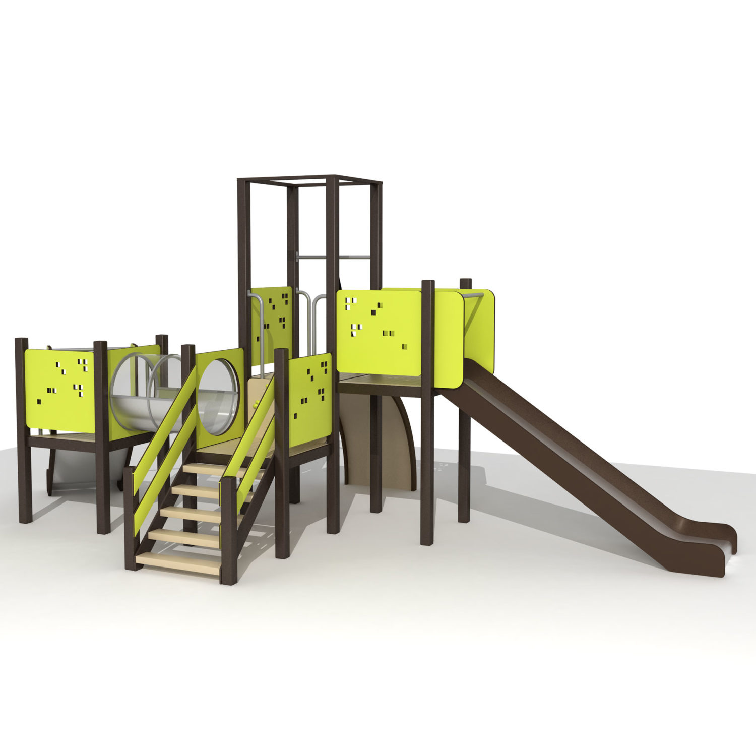 Wood Playground S1807 : สนามเด็กเล่นสไลด์เดอร์ 2 ทาง ลอดอุโมงค์ PRICE LEMON TREE